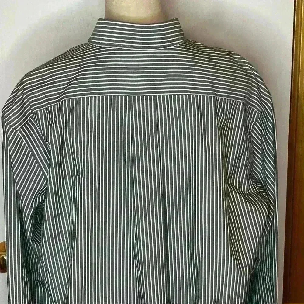 Eddie Bauer Long Sleeve Dress Shirt Men Large Gray White Collar Wrinkle Resist - Picture 5 of 7